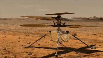 Καλλιτεχνική απεικόνιση του ελικοπτέρου «Εφευρετικότητα» στην επιφάνεια του Αρη
