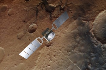 Η διαστημοσυσκευή «Mars Express» του ESA σε καλλιτεχνική απεικόνιση καθώς περιφέρεται σε τροχιά γύρω από τον Αρη