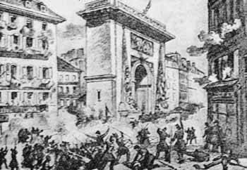 Από την εξέγερση των εργατών του Παρισιού, τον Ιούνη 1848. Λιθογραφία εποχής