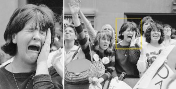 Το πλαίσιο στο οποίο ένας άνθρωπος κάνει έναν συναισθηματικό μορφασμό μπορεί να διαφοροποιήσει τελείως το νόημά του. Εδώ μια κοπέλα που έχει εκστασιαστεί από το συγκρότημα των Μπιτλς φαίνεται σαν να κλαίει, μέσα στο χαρούμενο πλήθος που υποδέχεται τους μουσικούς στη Νέα Υόρκη το 1964