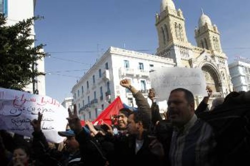 Από τις χτεσινές νέες διαδηλώσεις στην Τυνησία