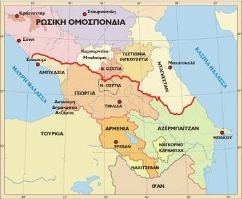 Ο χάρτης του Καυκάσου με το μωσαϊκό εθνοτήτων