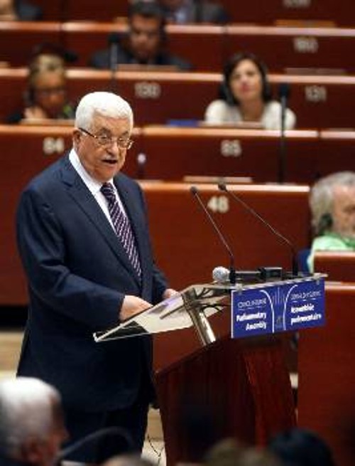 Ο πρόεδρος της Παλαιστινιακής Αρχής στη συνεδρίαση της Κοινοβουλευτικής Συνέλευσης του Συμβουλίου της Ευρώπης